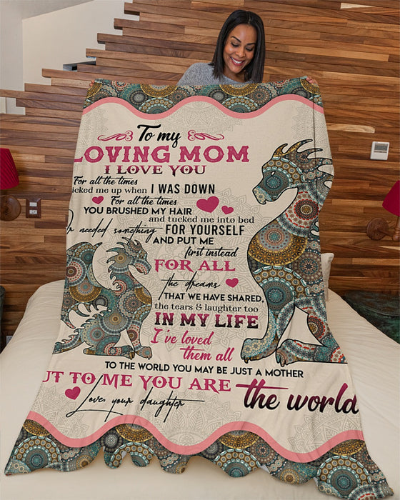 Personalized To My Mom Dragons Fleece Blanket From Daughter I Love You For All The Times You Picked Me Up When I Was Down Great Customized Gift For Mother's day Birthday Christmas Thanksgiving