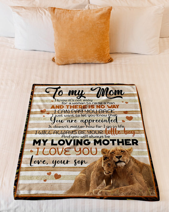 Personalized To My Mom Lions Fleece Blanket From Daughter I Will Always Be Your Little Boy Great Customized Gift For Mother's day Birthday Christmas Thanksgiving