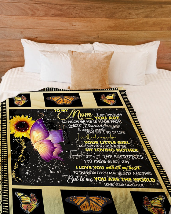 Personalized To My Mom Butterflies Fleece Blanket From Daughter I Will Always Be Your Little Girl Great Customized Gift For Mother's day Birthday Christmas Thanksgiving