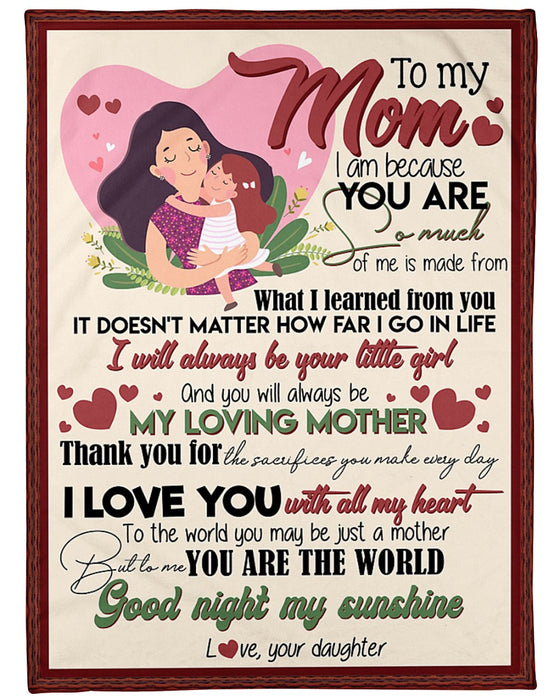Personalized To My Mom Hearts Fleece Blanket From Daughter It Doesn't Matter How Far I Go In Life I Will Always Be Your Little Girl Great Customized Gift For Mother's day Birthday Christmas Thanksgiving