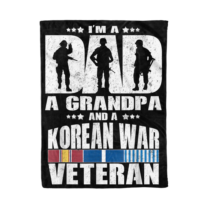 To My Grandpa Fleece Blanket A Dad A Grandpa And A Korean War Veteran Great Customized Gift For Birthday Christmas Thanksgiving Anniversary Father's Day