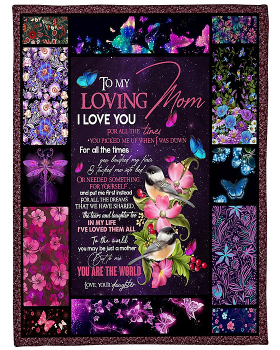 Personalized To My Mom Flowers Fleece Blanket From Daughter I Love You For All The Times You Picked Me Up When I Was Down Great Customized Gift For Mother's day Birthday Christmas Thanksgiving