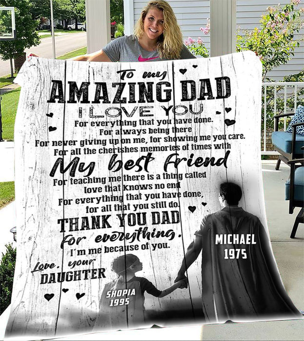 Personalized To My Dad Super Hero Fleece Blanket My Best Friend Great Customized Gift For Birthday Christmas Thanksgiving Father's Day Anniversary
