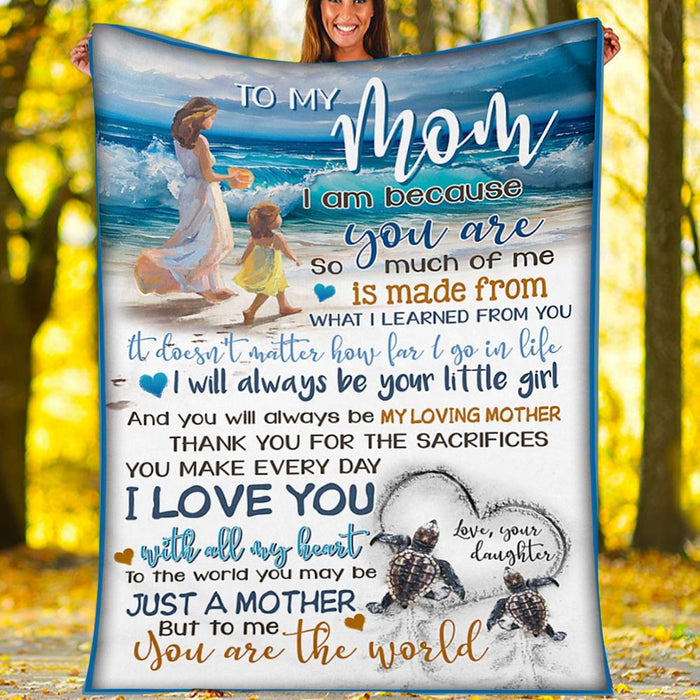 Personalized To My Mom Seas Fleece Blanket From Daughter I Love You With All My Heart Great Customized Gift For Mother's day Birthday Christmas Thanksgiving