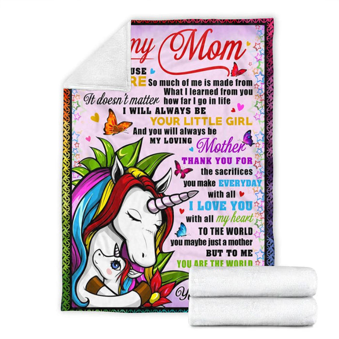 Personalized To My Mom Horse Fleece Blanket From Daughter It Doesn't Matter How Far I Go In Life I Will Always Be Your Little Girl Great Customized Gift For Mother's day Birthday Christmas Thanksgiving
