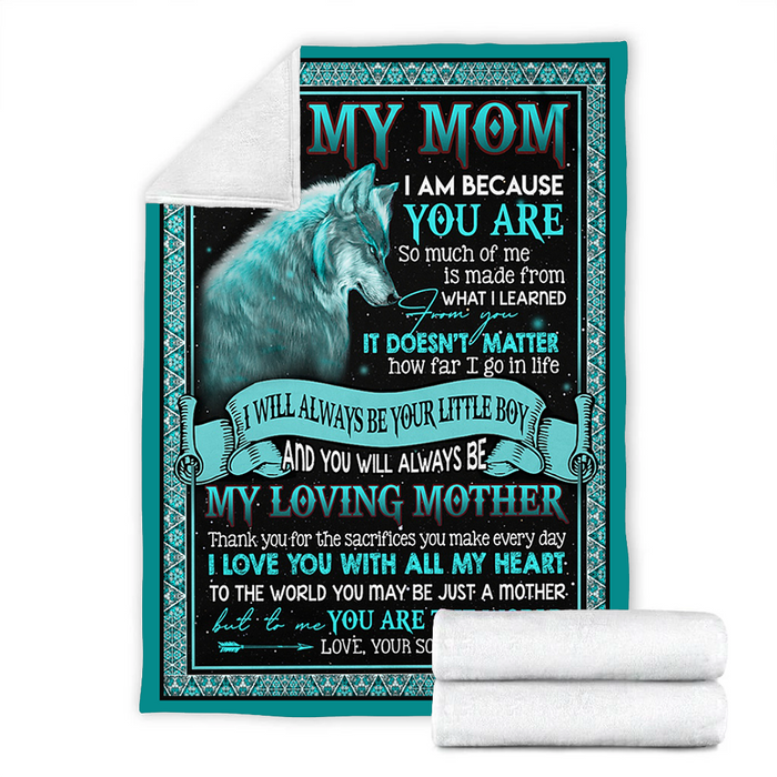 Personalized To My Mom Wolfs Fleece Blanket From Daughter I Love You With All My Heart Great Customized Gift For Mother's day Birthday Christmas Thanksgiving