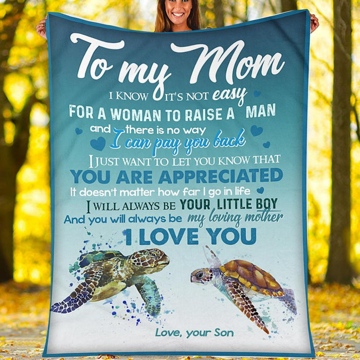 Personalized To My Mom Turtles Fleece Blanket From Daughter You Will Always Be My Loving Great Customized Gift For Mother's day Birthday Christmas Thanksgiving
