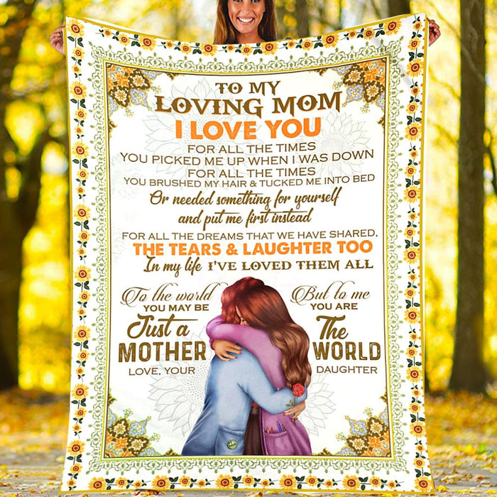 Personalized To My Mom Sunflowers Fleece Blanket From Daughter For All The Times You Picked Me Up When I Was Down Great Customized Gift For Mother's day Birthday Christmas Thanksgiving