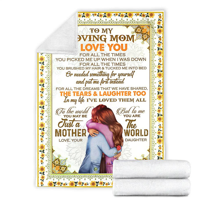 Personalized To My Mom Sunflowers Fleece Blanket From Daughter For All The Times You Picked Me Up When I Was Down Great Customized Gift For Mother's day Birthday Christmas Thanksgiving