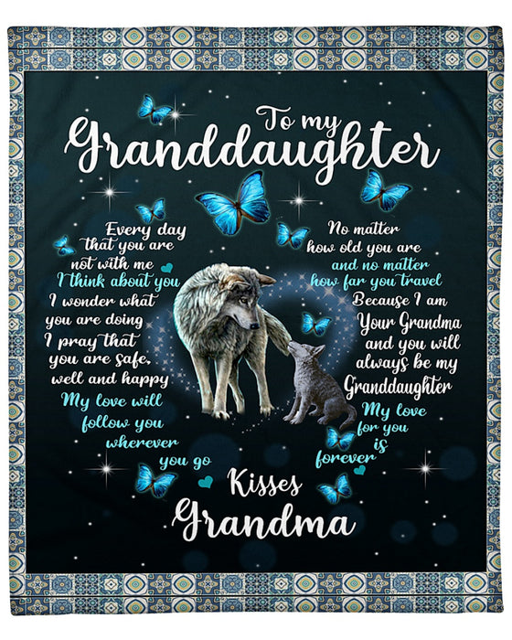 Personalized To My Granddaughter Wolf Fleece Blanket From Grandma My Love For You Is Forever Great Customized Blanket For Birthday Christmas Thanksgiving