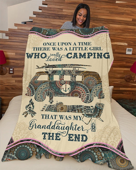 Personalized To My Granddaughter Camping Fleece Blanket Once Upon A Time Great Customized Blanket For Birthday Christmas Thanksgiving