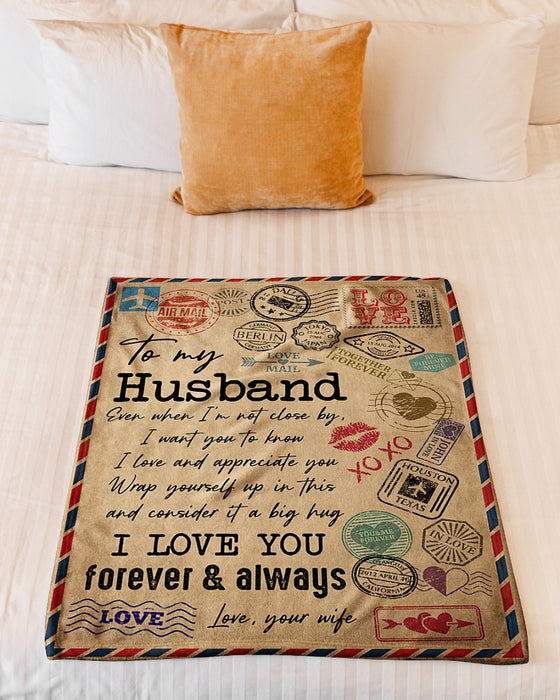 Personalized To My Husband Vintage Love Letter Fleece Blanket From Wife Even When I'm Not Close By Great Customized Gift For Birthday Christmas Thanksgiving Anniversary Father's Day