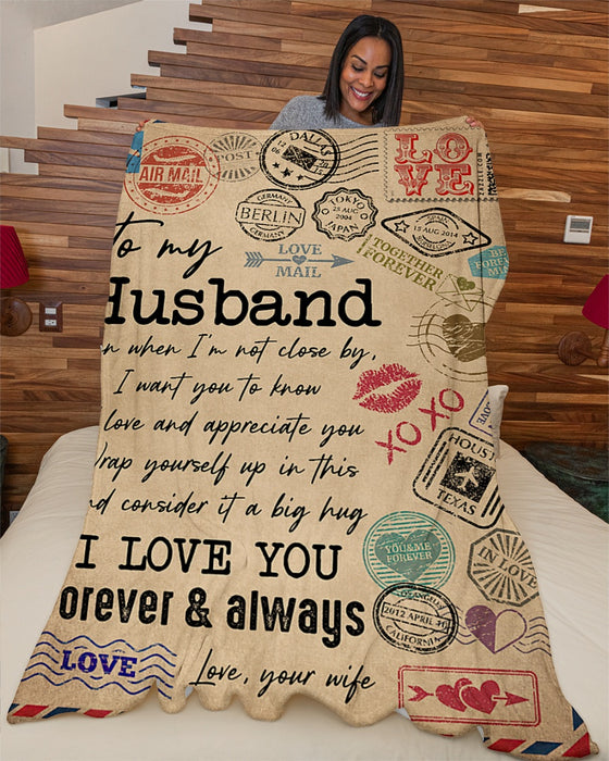 Personalized To My Husband Vintage Love Letter Fleece Blanket From Wife Even When I'm Not Close By Great Customized Gift For Birthday Christmas Thanksgiving Anniversary Father's Day
