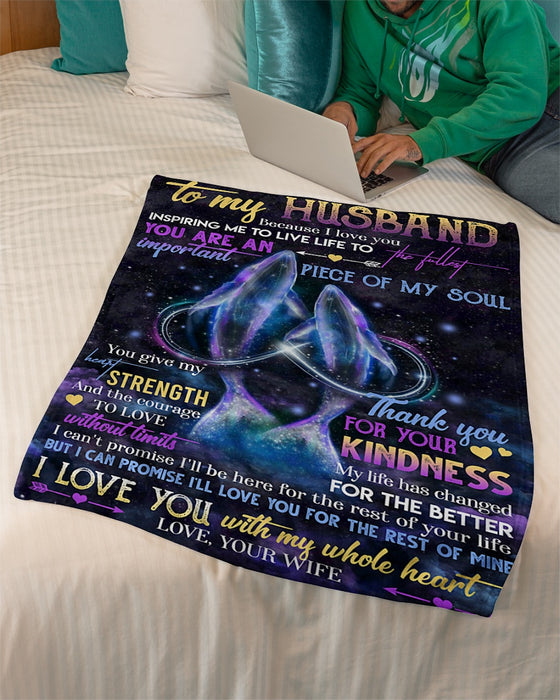 Personalized To My Husband Dolphin Fleece Blanket From Wife Thanks For Your Kindness Great Customized Gift For Birthday Christmas Thanksgiving Anniversary Father's Day