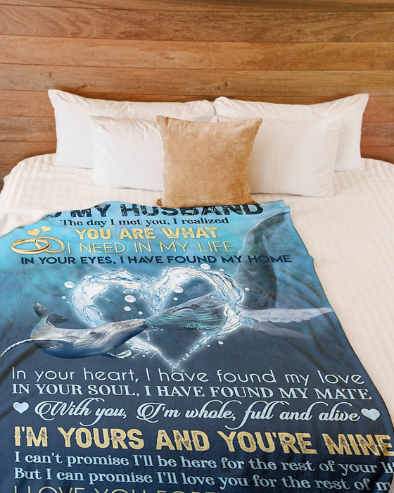 Personalized To My Husband Blue Whale Fleece Blanket From Wife In Your Heart, I Have Found My Love Great Customized Gift For Birthday Christmas Thanksgiving Anniversary Father's Day