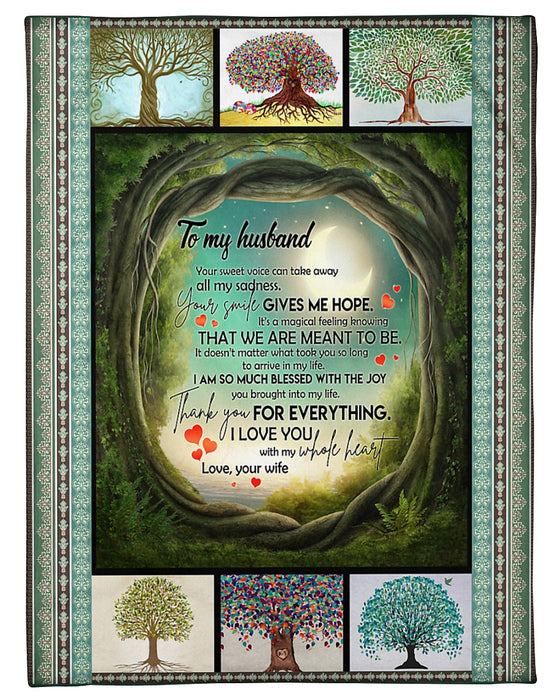Personalized To My Husband Love Tree Fleece Blanket From Wife Your Sweet Voice Can Take Away All My Sadness Great Customized Gift For Birthday Christmas Thanksgiving Anniversary Father's Day