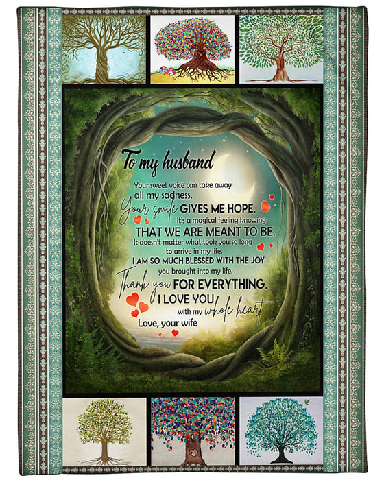 Personalized To My Husband Love Tree Fleece Blanket From Wife Your Sweet Voice Can Take Away All My Sadness Great Customized Gift For Birthday Christmas Thanksgiving Anniversary Father's Day