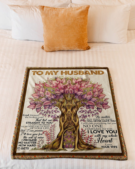 Personalized To My Husband Love Tree Fleece Blanket From Wife God Blessed The Broken Heart Great Customized Gift For Birthday Christmas Thanksgiving Anniversary Father's Day
