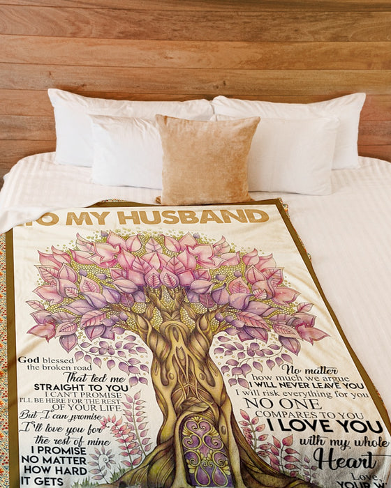 Personalized To My Husband Love Tree Fleece Blanket From Wife God Blessed The Broken Heart Great Customized Gift For Birthday Christmas Thanksgiving Anniversary Father's Day