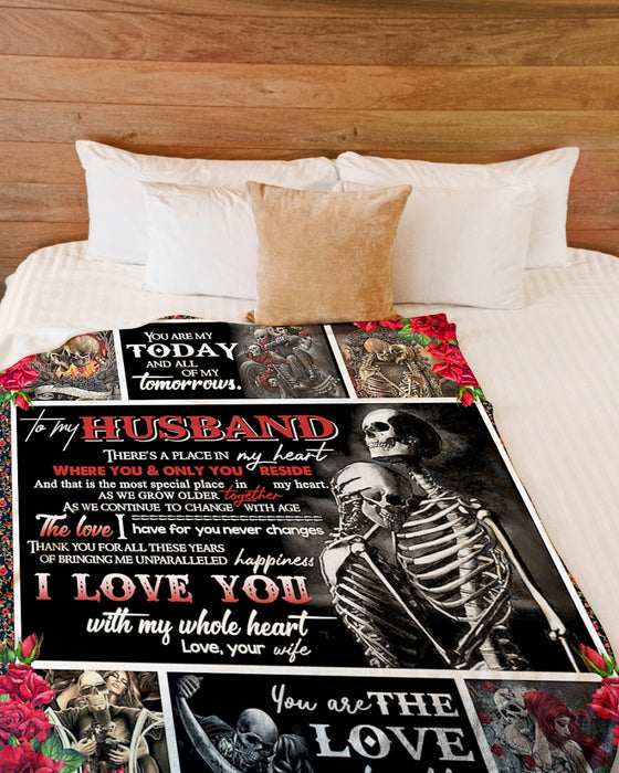 Personalized To My Husband Skull Couple Fleece Blanket From Wife You Are The Love Of My Life Great Customized Gift For Birthday Christmas Thanksgiving Anniversary Father's Day