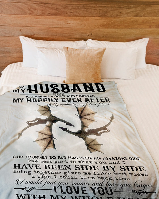 Personalized To My Husband Dragon Fleece Blanket From Wife You Are My Always And Forever Great Customized Gift For Birthday Christmas Thanksgiving Anniversary Father's Day