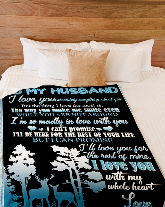 Personalized To My Husband Deer Fleece Blanket From Wife I'm So Madly In Love With You Great Customized Gift For Birthday Christmas Thanksgiving Anniversary Father's Day