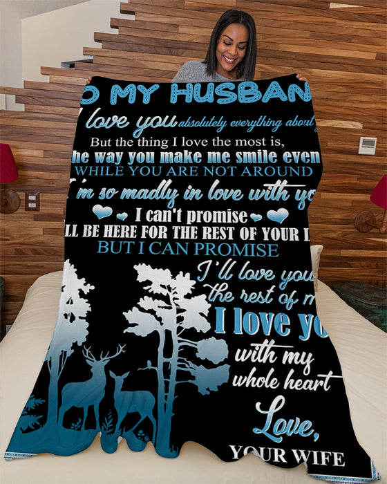 Personalized To My Husband Deer Fleece Blanket From Wife I'm So Madly In Love With You Great Customized Gift For Birthday Christmas Thanksgiving Anniversary Father's Day