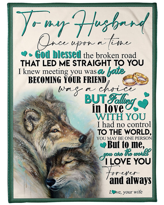 Personalized To My Husband Wolves Fleece Blanket From Wife Once Upon A Time Great Customized Gift For Birthday Christmas Thanksgiving Anniversary Father's Day