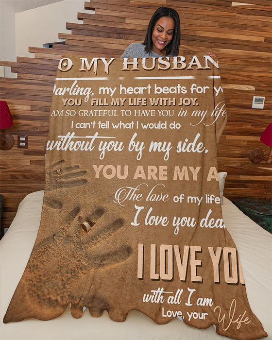Personalized To My Husband Fleece Blanket From Wife My Heart Beats For You Great Customized Gift For Birthday Christmas Thanksgiving Anniversary Father's Day
