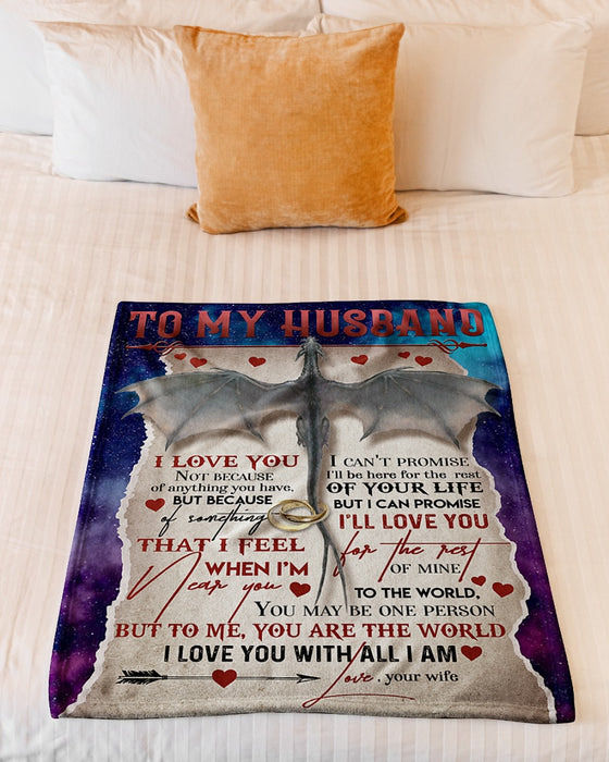 Personalized To My Husband Dragon Fleece Blanket From Wife I Love You With All I Am Great Customized Gift For Birthday Christmas Thanksgiving Anniversary Father's Day