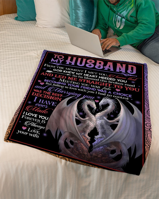 Personalized To My Husband Dragon Fleece Blanket From Wife Marrying You Was The Best Decision Great Customized Gift For Birthday Christmas Thanksgiving Anniversary Father's Day