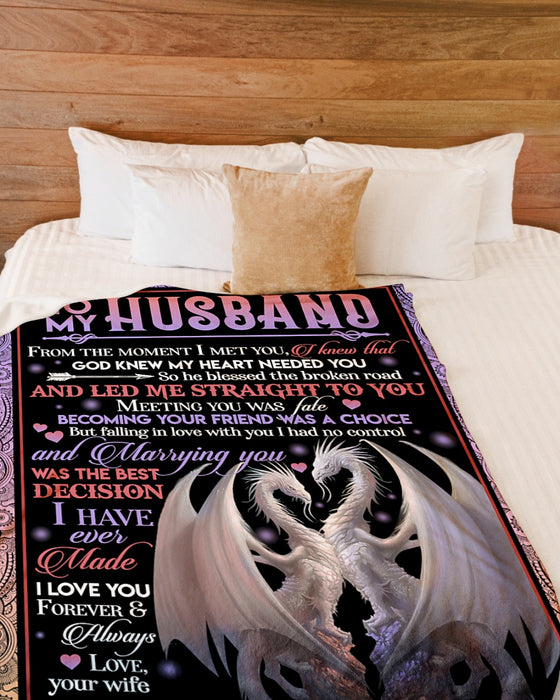 Personalized To My Husband Dragon Fleece Blanket From Wife Marrying You Was The Best Decision Great Customized Gift For Birthday Christmas Thanksgiving Anniversary Father's Day