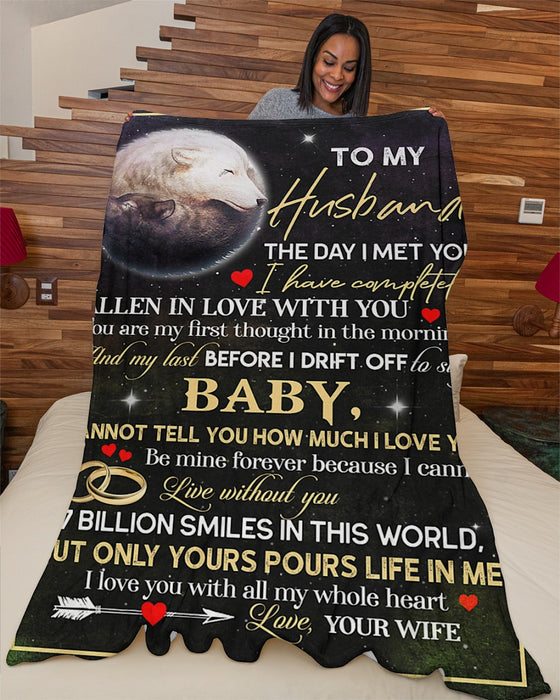 Personalized To My Husband Wolf Fleece Blanket From Wife Be Mine Forever Great Customized Gift For Birthday Christmas Thanksgiving Anniversary Father's Day