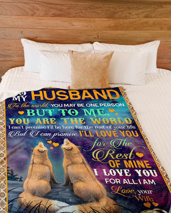 Personalized To My Husband Fox Fleece Blanket From Wife I'll Love You For The Rest Of Mine Great Customized Gift For Birthday Christmas Thanksgiving Anniversary Father's Day