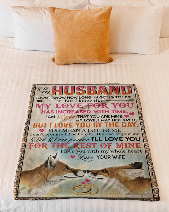 Personalized To My Husband Fox Fleece Blanket From Wife I'm Luckey That You Are Mine Great Customized Gift For Birthday Christmas Thanksgiving Anniversary Father's Day