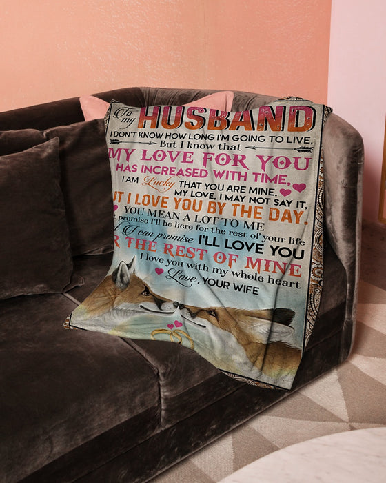 Personalized To My Husband Fox Fleece Blanket From Wife I'm Luckey That You Are Mine Great Customized Gift For Birthday Christmas Thanksgiving Anniversary Father's Day