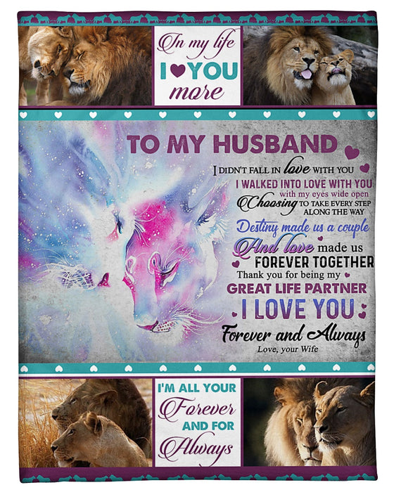 Personalized To My Husband Lion Couple Fleece Blanket From Wife Thank You For Being My Great Life Partner Great Customized Gift For Birthday Christmas Thanksgiving Anniversary Father's Day