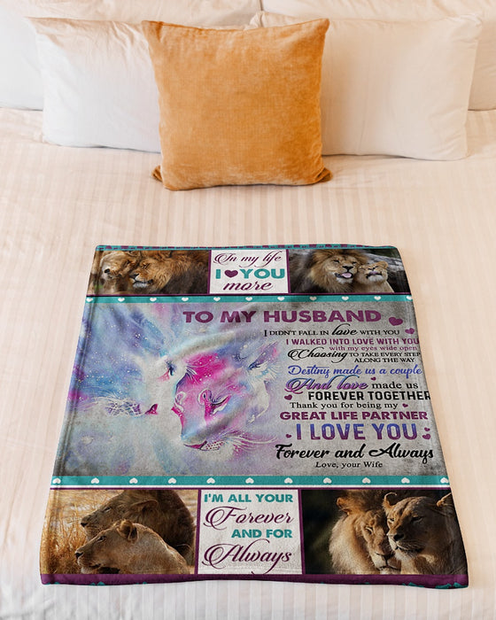 Personalized To My Husband Lion Couple Fleece Blanket From Wife Thank You For Being My Great Life Partner Great Customized Gift For Birthday Christmas Thanksgiving Anniversary Father's Day
