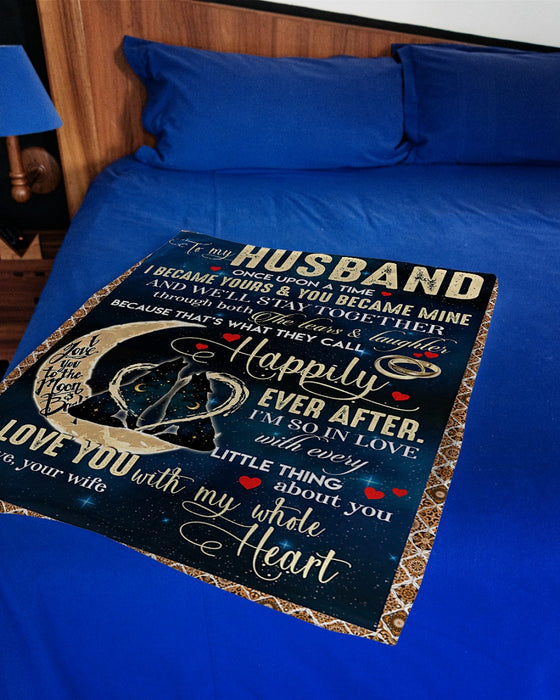Personalized To My Husband Wolf Fleece Blanket From Wife I Love You To The Moon And Back Great Customized Gift For Birthday Christmas Thanksgiving Anniversary Father's Day
