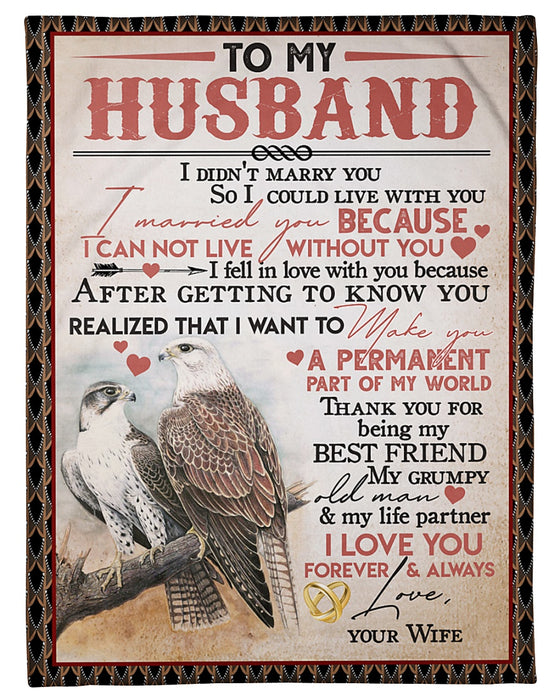 Personalized To My Husband Eagle Fleece Blanket From Wife Thank You For Being My Life Partner Great Customized Gift For Birthday Christmas Thanksgiving Anniversary Father's Day