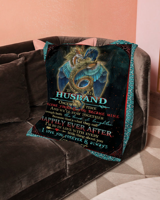 Personalized To My Husband Dragon Fleece Blanket From Wife I Became Yours And You Became Mine Great Customized Gift For Birthday Christmas Thanksgiving Anniversary Father's Day