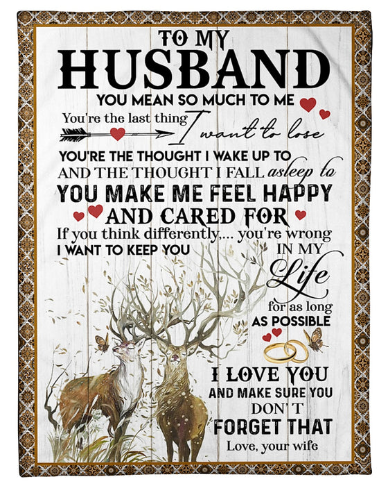 Personalized To My Husband Deer Fleece Blanket From Wife You Mean So Much For Me Great Customized Gift For Birthday Christmas Thanksgiving Anniversary Father's Day
