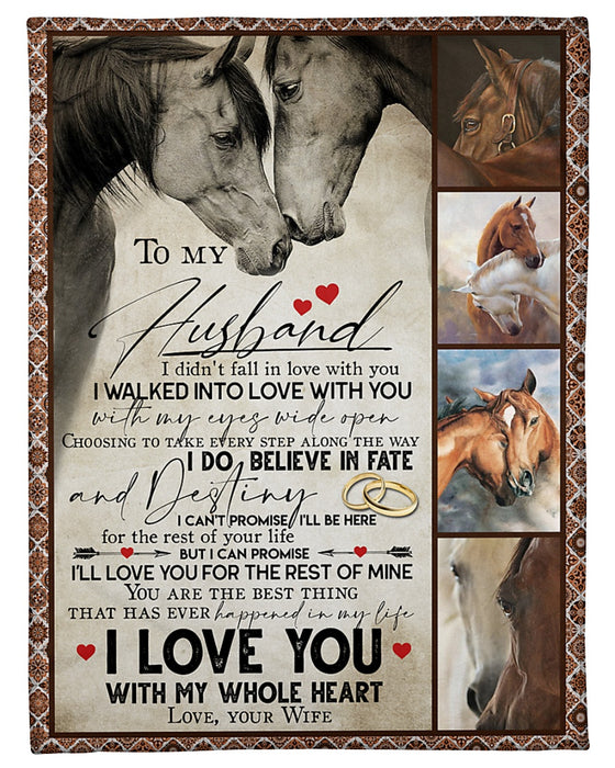 Personalized To My Husband Horse Couple Fleece Blanket From Wife I Do Believe In Fate Great Customized Gift For Birthday Christmas Thanksgiving Anniversary Father's Day