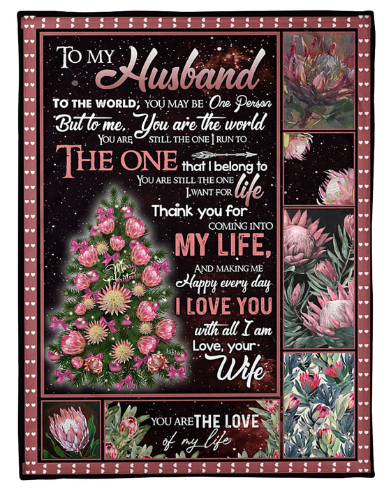 Personalized To My Husband Tree Fleece Blanket From Wife You Are The One I Run To The One That I Belong To Best Customized Gift For Birthday Christmas Thanksgiving Anniversary