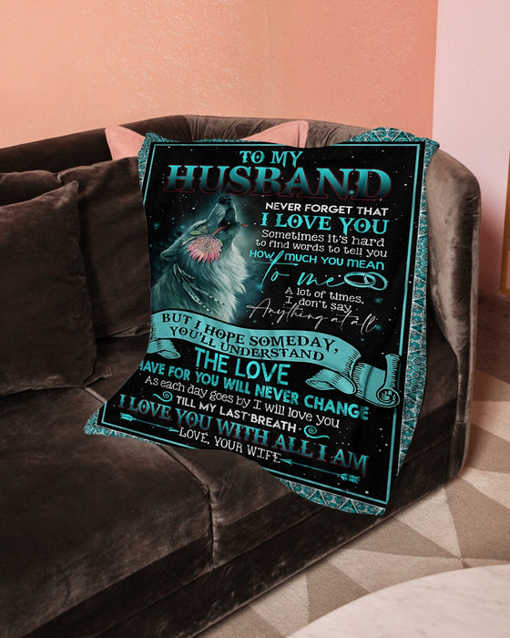 Personalized To My Husband Wolf Fleece Blanket From Wife I Will Love You Till My Last Breath Great Customized Gift For Birthday Christmas Thanksgiving Anniversary Father's Day
