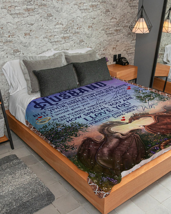 Personalized To My Husband Dragon Fleece Blanket From Wife Your Smile Changes Mine Great Customized Gift For Birthday Christmas Thanksgiving Anniversary Father's Day