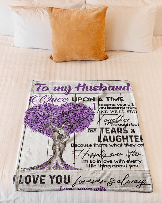 Personalized To My Husband Love Tree Fleece Blanket From Wife Once Upon A Time Great Customized Gift For Birthday Christmas Thanksgiving Anniversary Father's Day