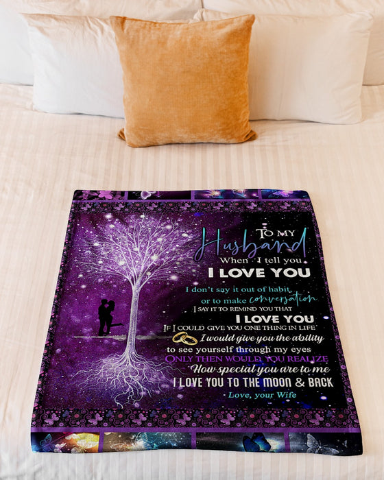 Personalized To My Husband Fleece Blanket From Wife I Love You To The Moon And Back Great Customized Gift For Birthday Christmas Thanksgiving Anniversary Father's Day