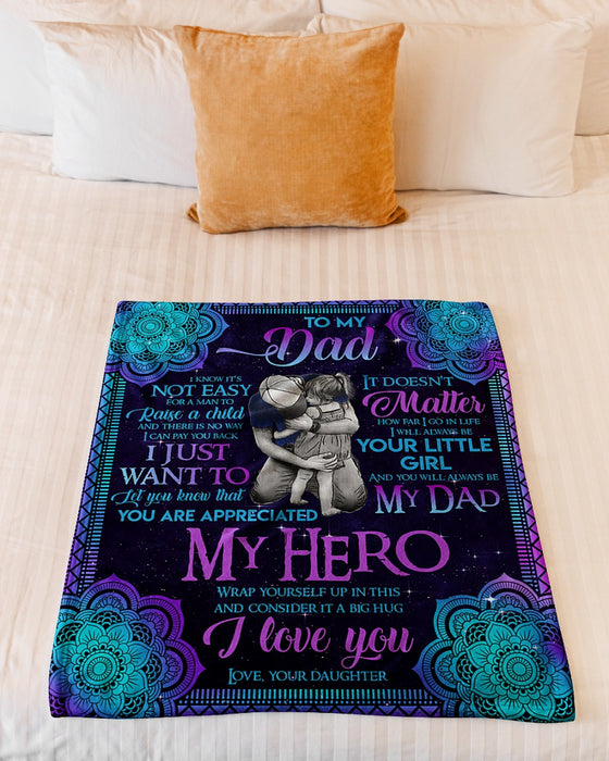 Personalized To My Dad Fleece Blanket From Daughter You Are My Hero Great Customized Gift For Birthday Christmas Thanksgiving Anniversary Father's Day