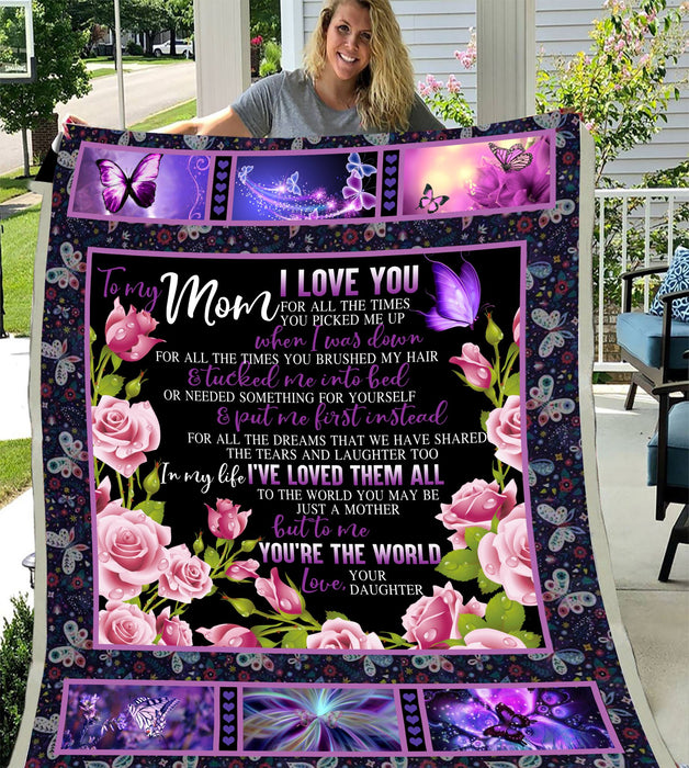 Personalized To My Mom Roses Fleece Blanket From Daughter  I Love You For All The Times You Picked Me Up Great Customized Gift For Mother's day Birthday Christmas Thanksgiving